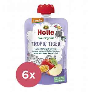 6x HOLLE Tropic Tiger Bio ovocné pyré jablko, mango a maracuja, 100 g (8 m+)