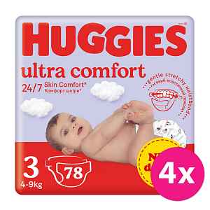 4x HUGGIES® Pleny jednorázové Ultra Comfort Jumbo 3, 78 ks