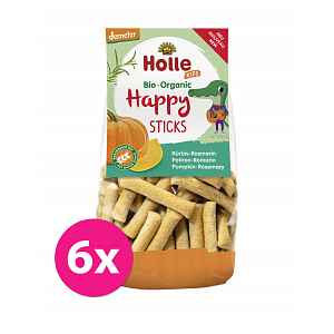 6x HOLLE Dětské Bio Happy tyčinky dýně-rozmarýn, 100 g (3+)