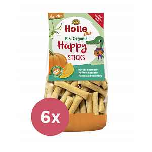 6x HOLLE Dětské Bio Happy tyčinky dýně-rozmarýn, 100 g (3+)