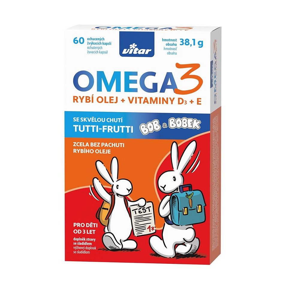 Vitar Kids Omega 3 + Vitaminy D3 + E 60 kapslí