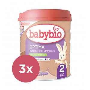 3x BABYBIO OPTIMA 2 kojenecké bio mléko 800 g
