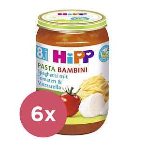 6x HIPP BIO Pasta Bambini - Rajčata se špagetami a mozarellou od uk. 7. měsíce, 220 g