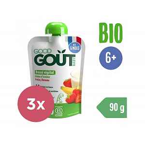 GOOD GOUT BIO Ovesný dezert s jahodou a banánem 3x90 g