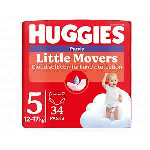 Huggies Little Movers Pants 5 12-17 kg jednorázové plenkové kalhotky 34 ks