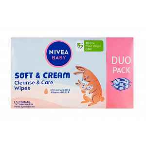 Nivea baby Soft & Cream duopack čisticí ubrousky 2x57 ks