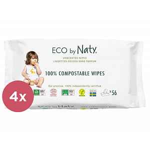 4x ECO BY NATY Sensitive 56 ks, bez vůně - vlhčené ubrousky