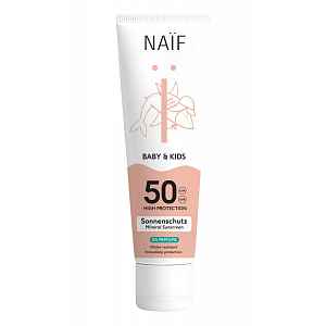 NAIF Krém na opalování pro děti a miminka bez parfemace SPF50 100 ml