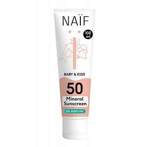 NAIF Krém na opalování pro děti a miminka bez parfemace SPF50 100 ml