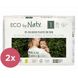 2x ECO BY NATY 1 Newborn, 25 ks (2-5 kg) - jednorázové pleny