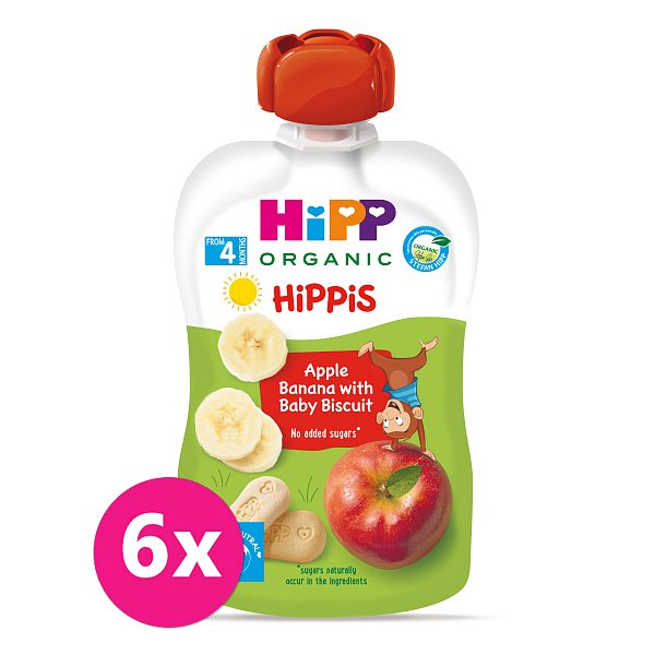 6x HiPP BIO Jablko-Banán-Baby sušenky od uk. 4.-6. měsíce