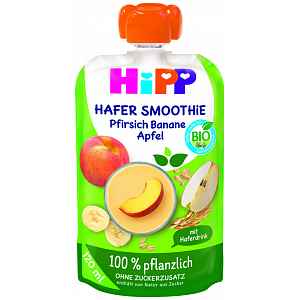 HiPP Smoothie ovesné – Jablko – Broskev – Banán 100% rostlinné BIO, 120 ml, 1r+