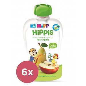 6x HiPP BIO Hippies Hruška-Jablko od uk. 4.-6. měsíce, 100 g