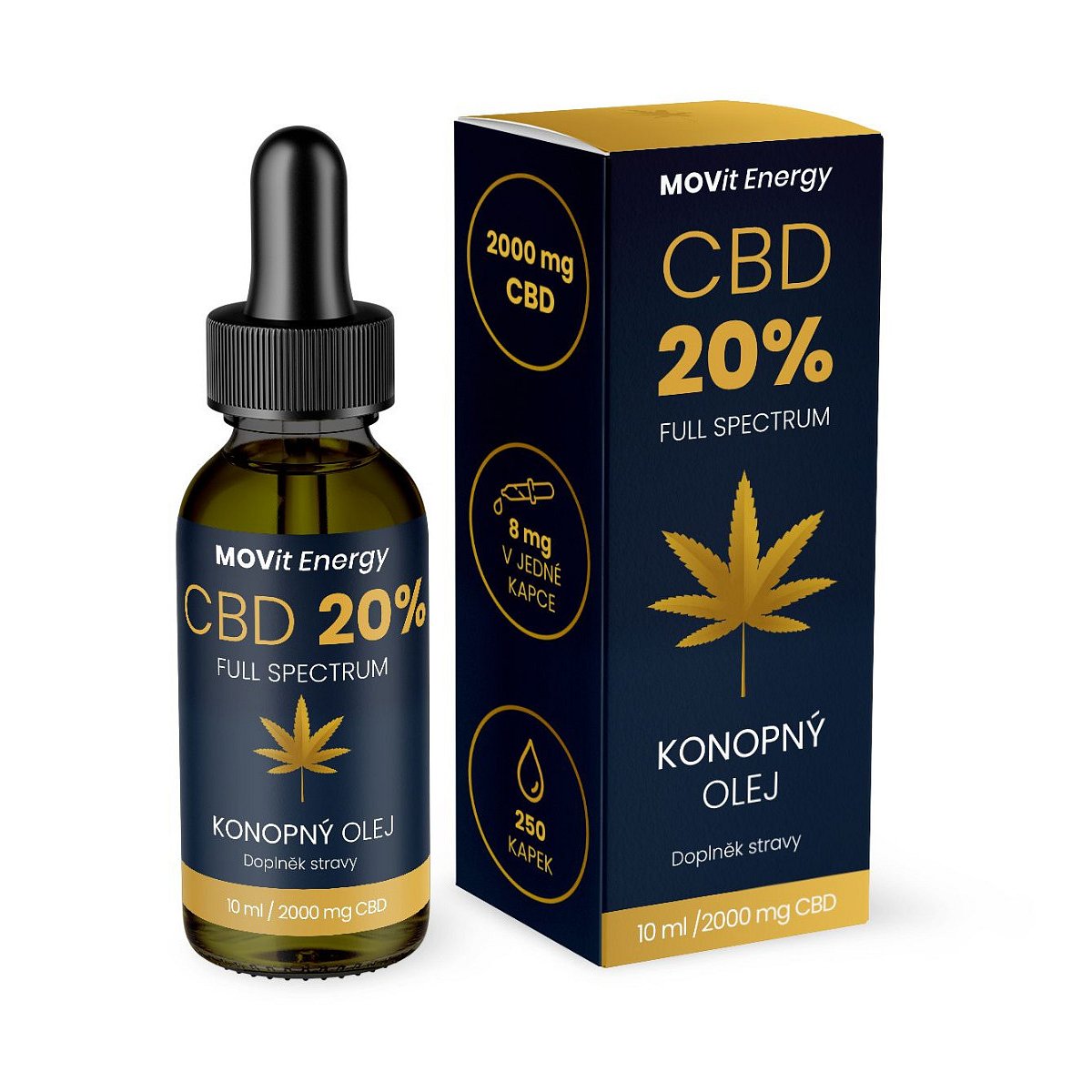 MOVit Energy CBD 20% Full Spectrum konopný olej 10 ml