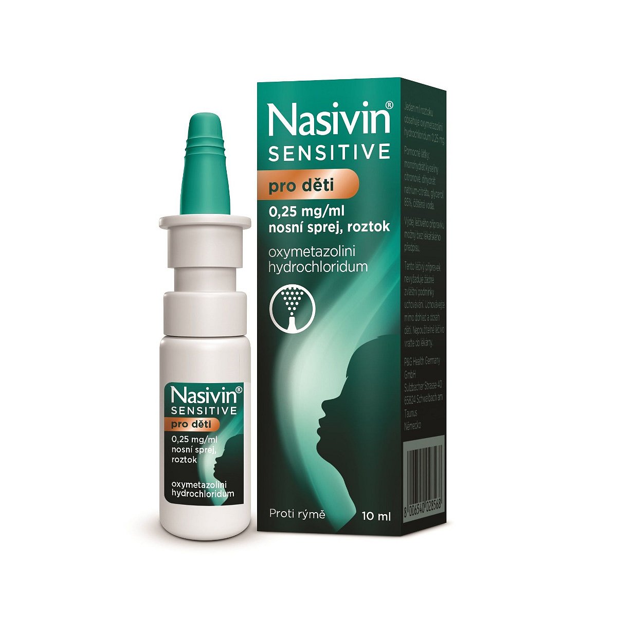 Nasivin Sensitive pro děti 0,25 mg/ml nosní sprej, roztok 10 ml