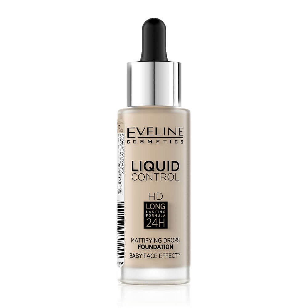 EVELINE COSMETICS Liquid Control HD tekutý make-up s kapátkem 010 LIGHT BEIGE 32 ml