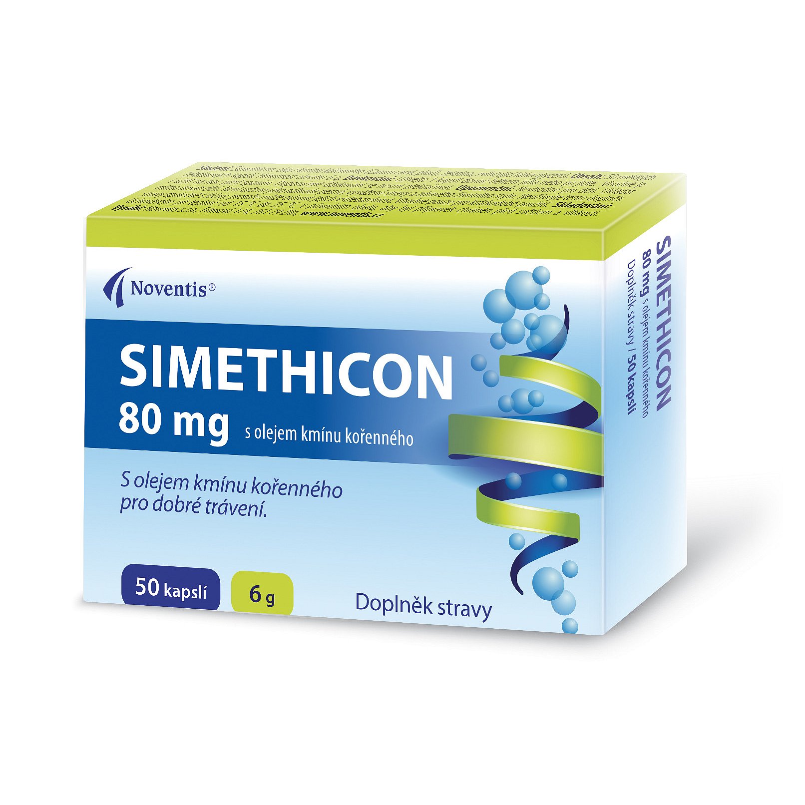 Noventis Simethicon 80 mg s olejem kmínu kořenného 50 kapslí