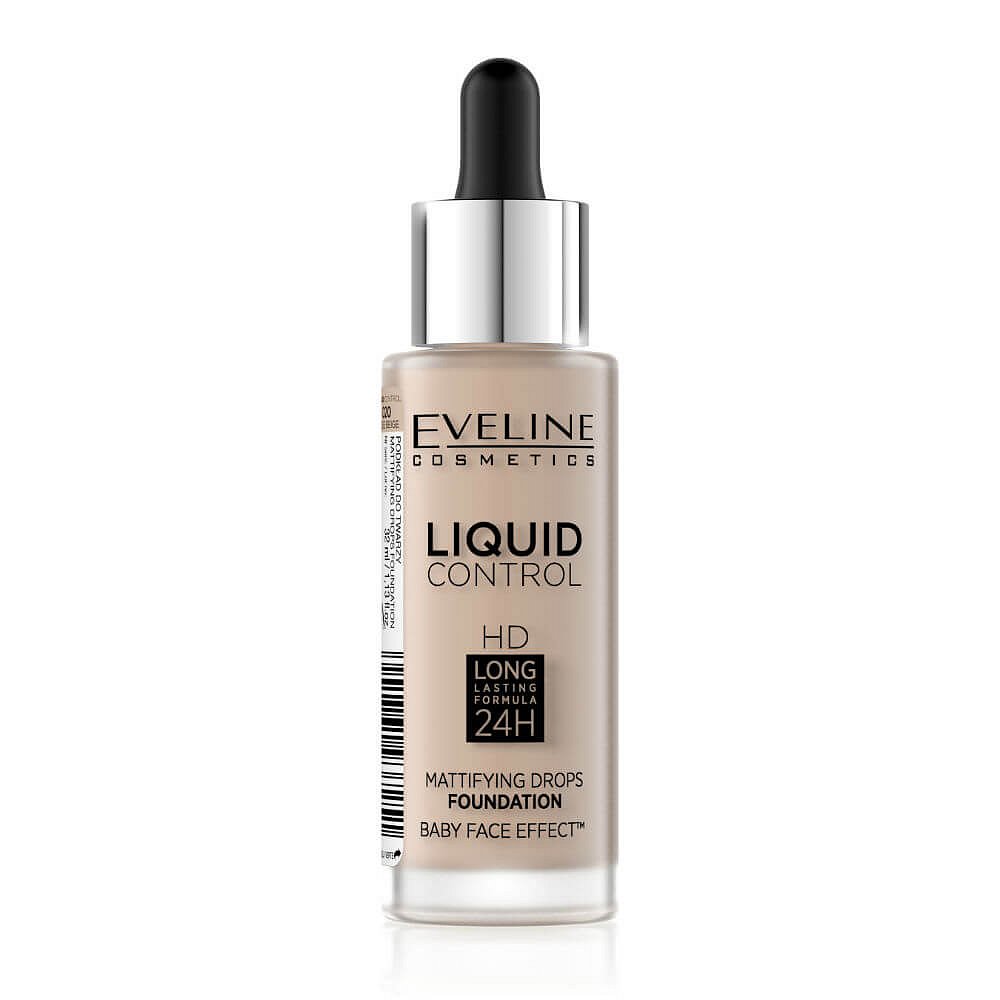 EVELINE COSMETICS Liquid Control HD tekutý make-up s kapátkem 020 ROSE BEIGE 32 ml