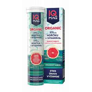 IQ Mag ORGANIC Hořčík 375 mg + vitamín B6 13 šumivých tablet