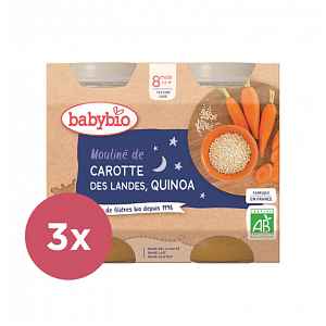 3x BABYBIO Večerní menu mrkvové mouliné a quinoa 2 x 200 g