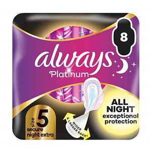 Always Platinum Secure Night Extra hygienické vložky 8 ks