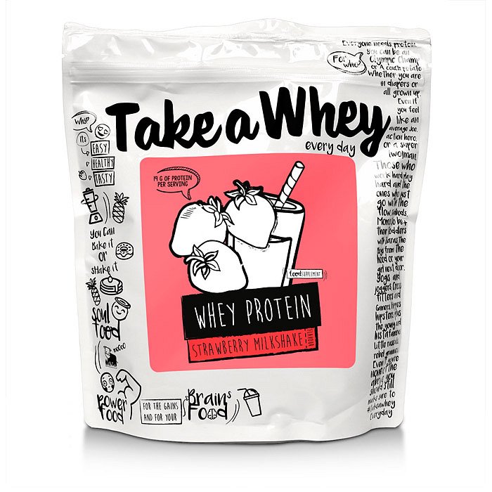 Take a Whey Protein jahodový mléčný shake 907g