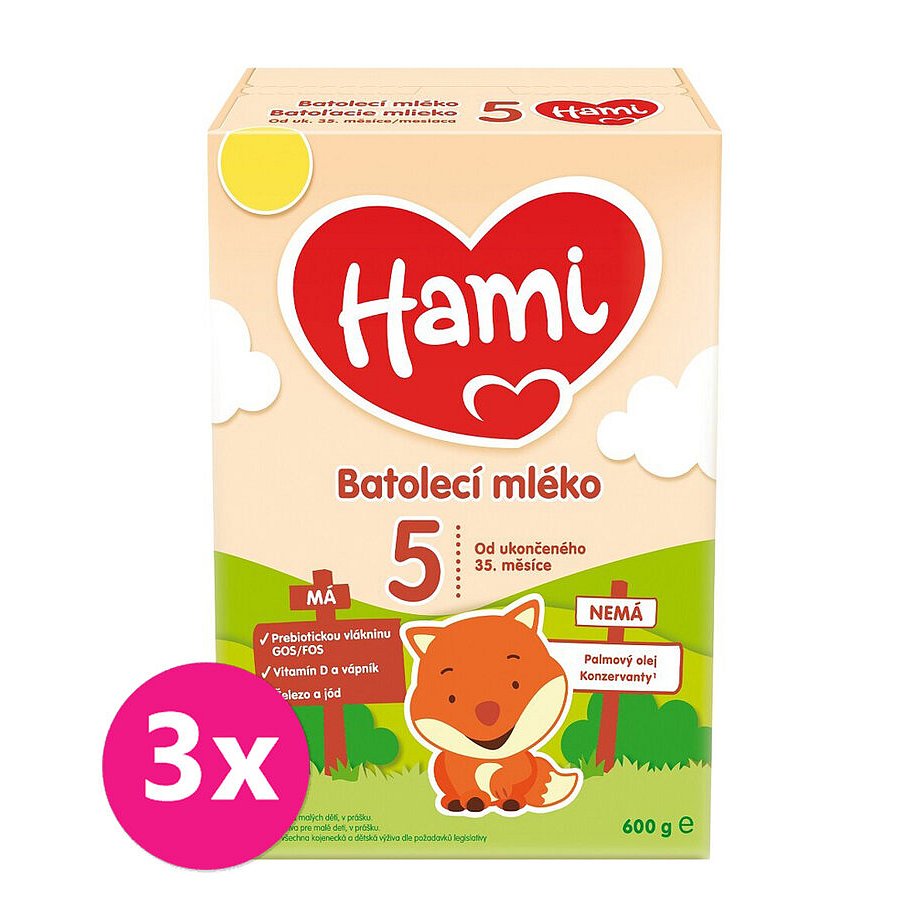 3x HAMI 5 Mléko dětské 600 g